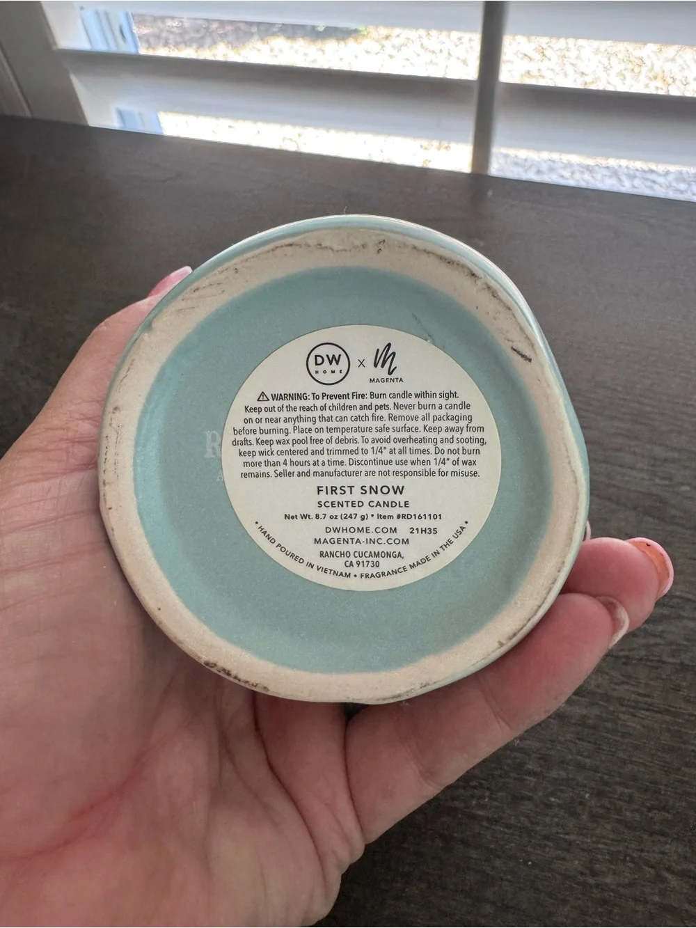 NEW RAE DUNN “WINTER” Light Blue Navy Blue First Snow Candle- HTF